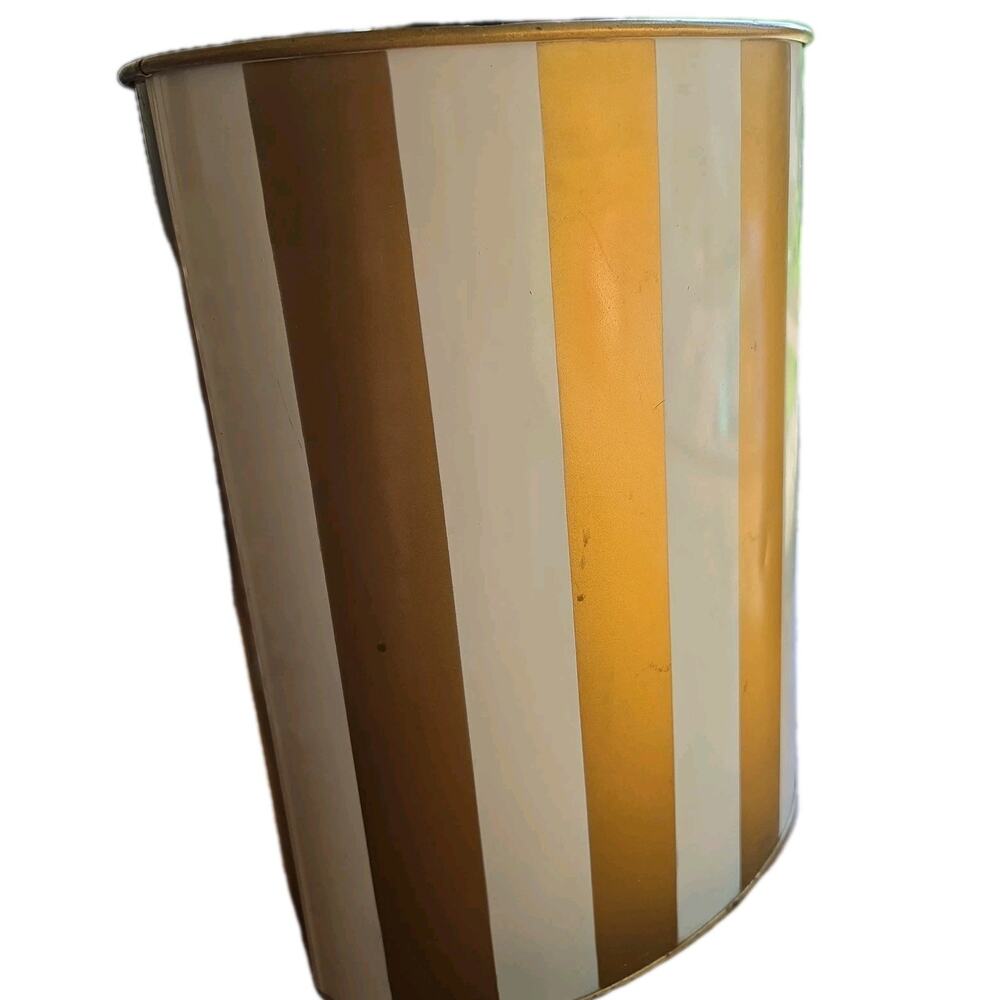 Vintage Ransburg Brass Trash can Wastebasket Metal Regency Hollywood White Gold